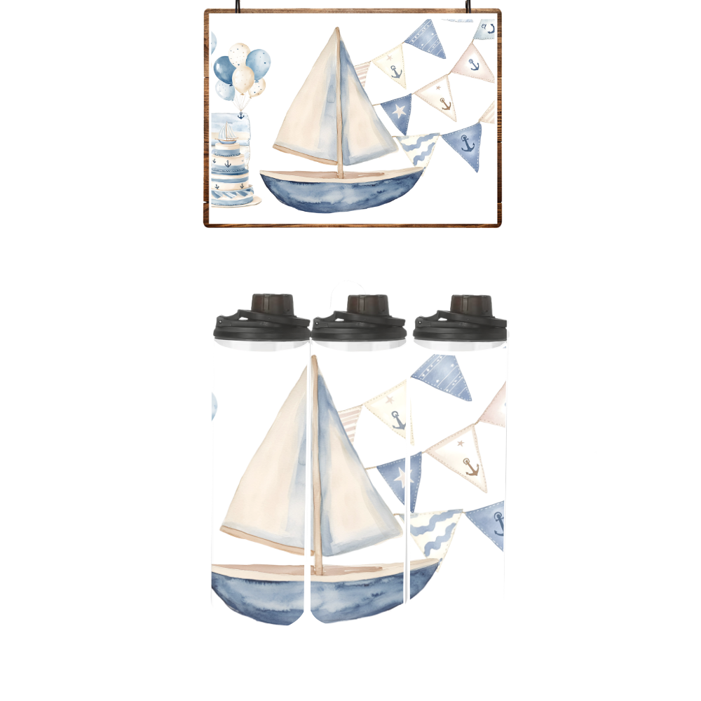 Baby | Toddler | Themed Double Walled Water Bottle & Bucket Hat | Sailor Ocean - Image 3
