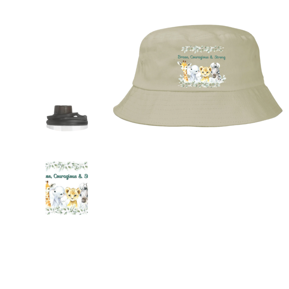 Baby | Toddler | Themed Double Walled Water Bottle & Bucket Hat | Brave Courages