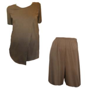 Maternity & Nursing|Hospital Pajamas|Comfy Top&Loose Pants|Elegance|Brown