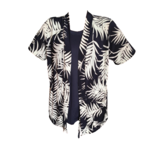 Maternity Nursing Cardigan FDY | Short sleeve | Extra length | White and Navy