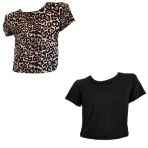 Maternity| 2-Pack Short| Sleeve Crop Tops |Leopard Print & Black