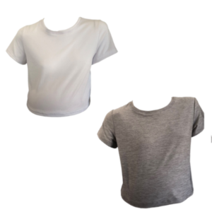 Maternity| 2-Pack Short| Sleeve Crop Tops | White & Grey