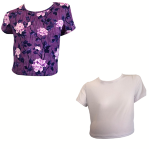 Maternity| 2-Pack Short| Sleeve Crop Tops | Purple Flowers & White