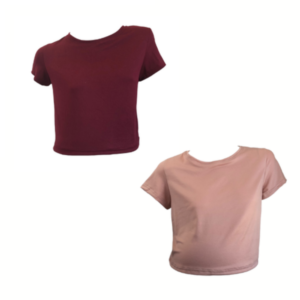 Maternity| 2-Pack Short| Sleeve Crop Tops |  Maroon & Pink