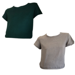 Maternity| 2-Pack Short| Sleeve Crop Tops |  Green and Grey