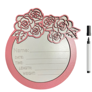 Baby Birth Announcement Board & Marker|Pink Rose
