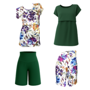 Maternity & Nursing |T-Shirt with Maternity Shorts |Multi Floral &Olive Green
