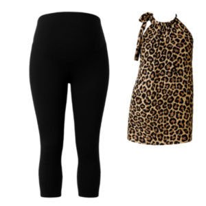Maternity Pre|Post Pillowcase Top Tall & Matching Capri Legging|Leopard