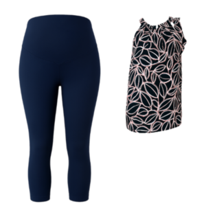 Maternity Pre|Post Pillowcase Top Tall & Matching Capri Legging|Navy & Plum