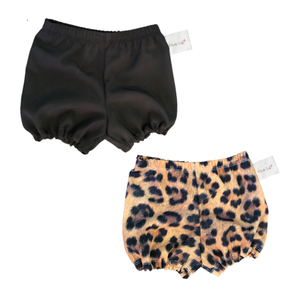 Baby Toddler Nappy Cover Bloomer | Bummie (2Pack) | Black & Leopard