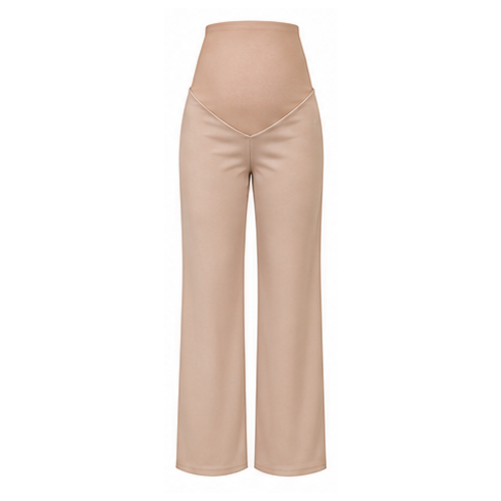 Maternity Corporate Pants | Straight Legs | Yoga Style High Waist | Khaki