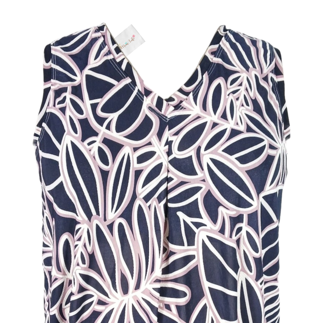 Maternity Sleeveless V-Neck Top | Navy and Plum - Image 2