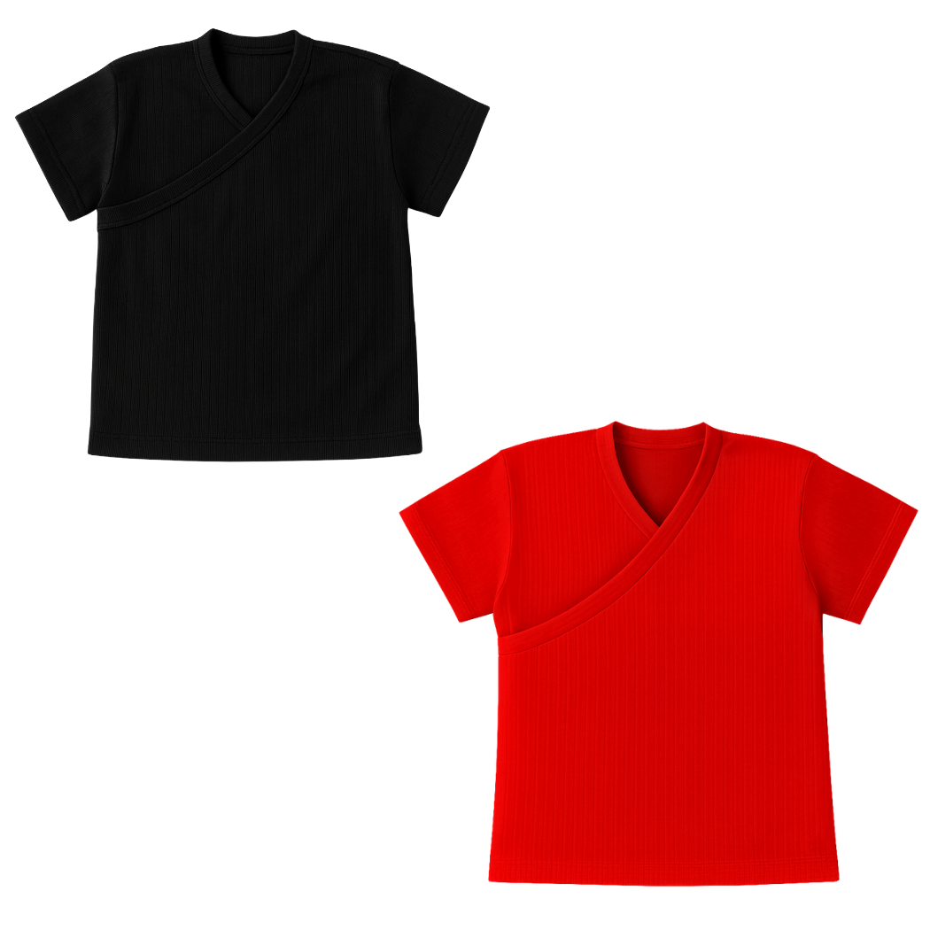 Baby | Toddler | Easy Over Summer Shirt | Mix & Match ( 2 Pack) | Black & Red