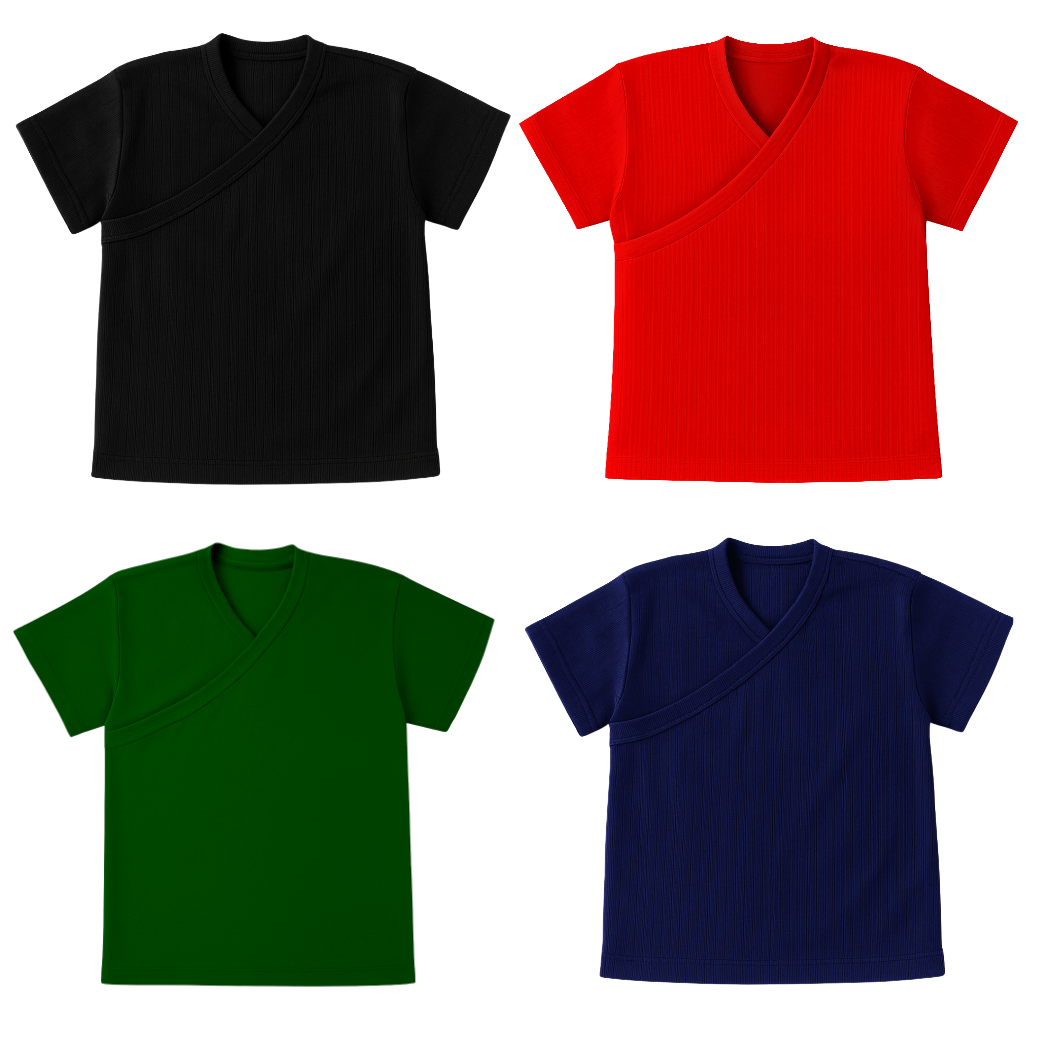 Baby | Toddler | Easy Over Summer Shirt (4 Pack) | Black, Red, Botanic Green & Navy