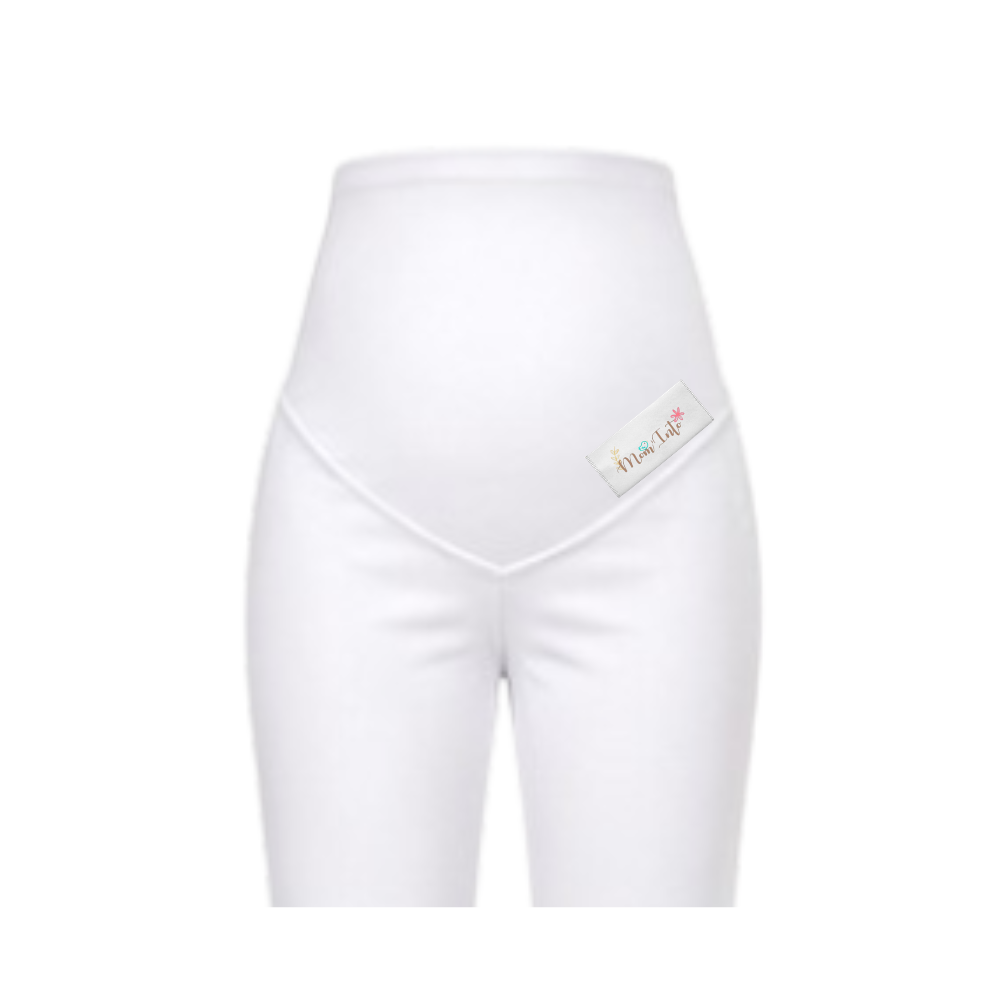 Maternity Flare | Bootleg Pants | Yoga Style High Waist | White - Image 2