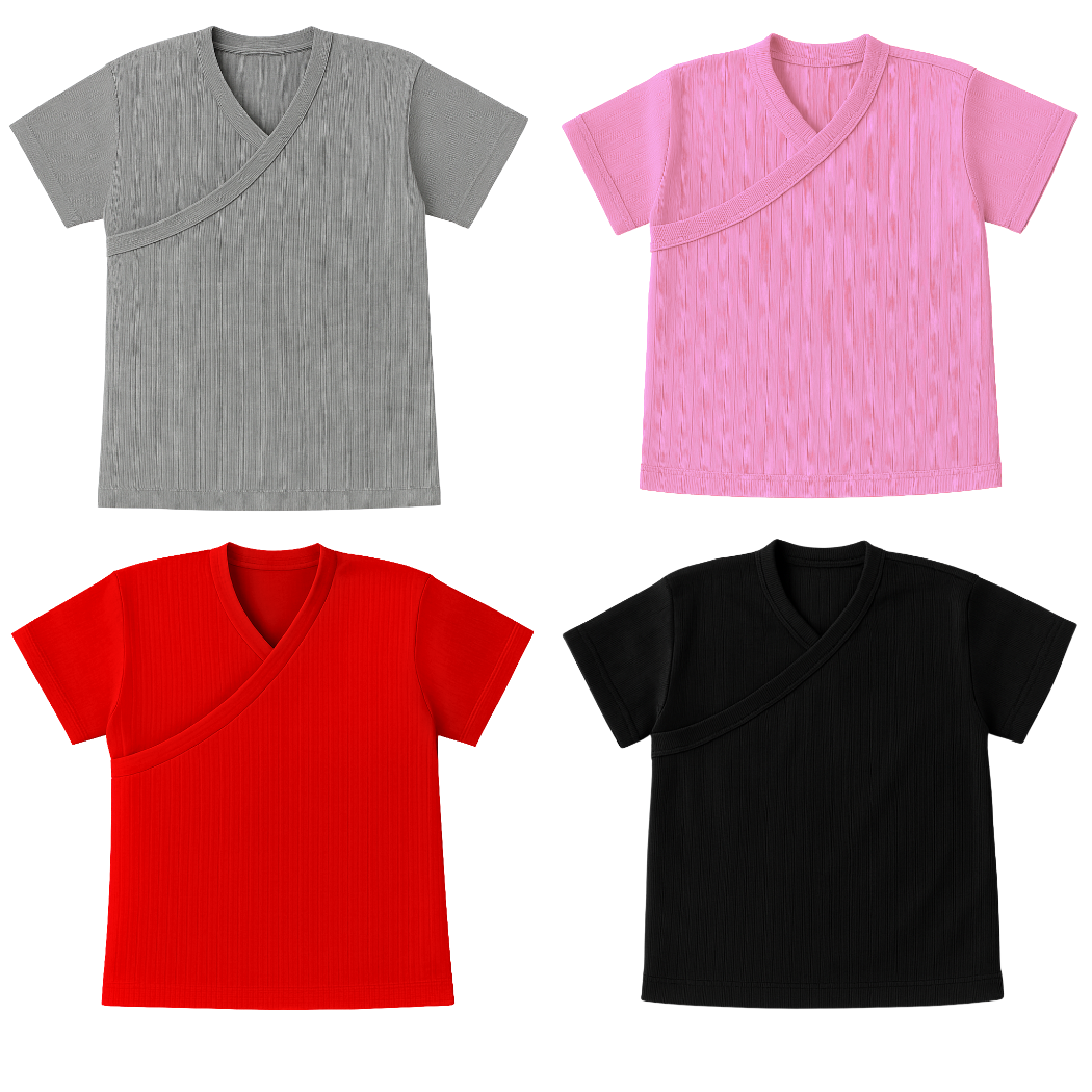 Baby | Toddler | Easy Over Summer Shirt (4 Pack) | Grey, Pink, Red & Black