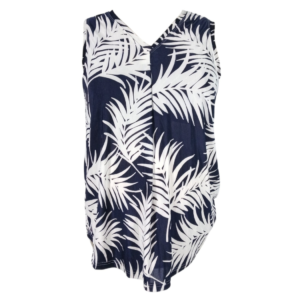 Maternity Sleeveless V-Neck Top | Navy and White
