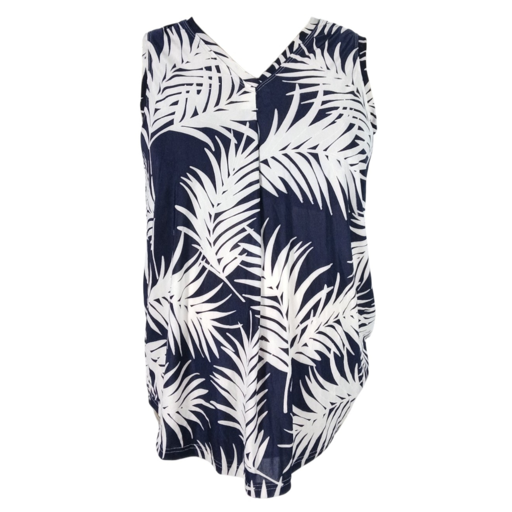 Maternity Sleeveless V-Neck Top | Navy and White