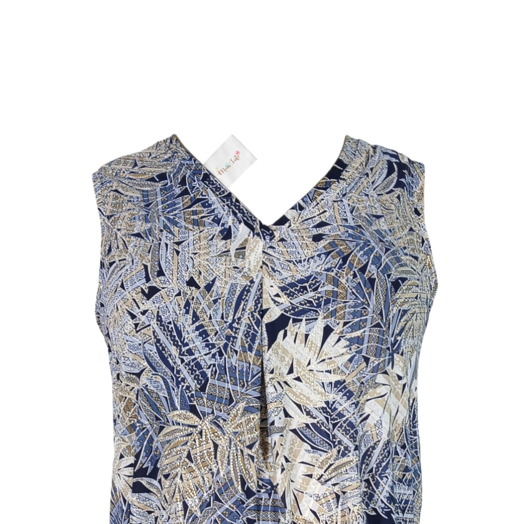 Maternity Sleeveless V-Neck Top | Navy & Gold - Image 2