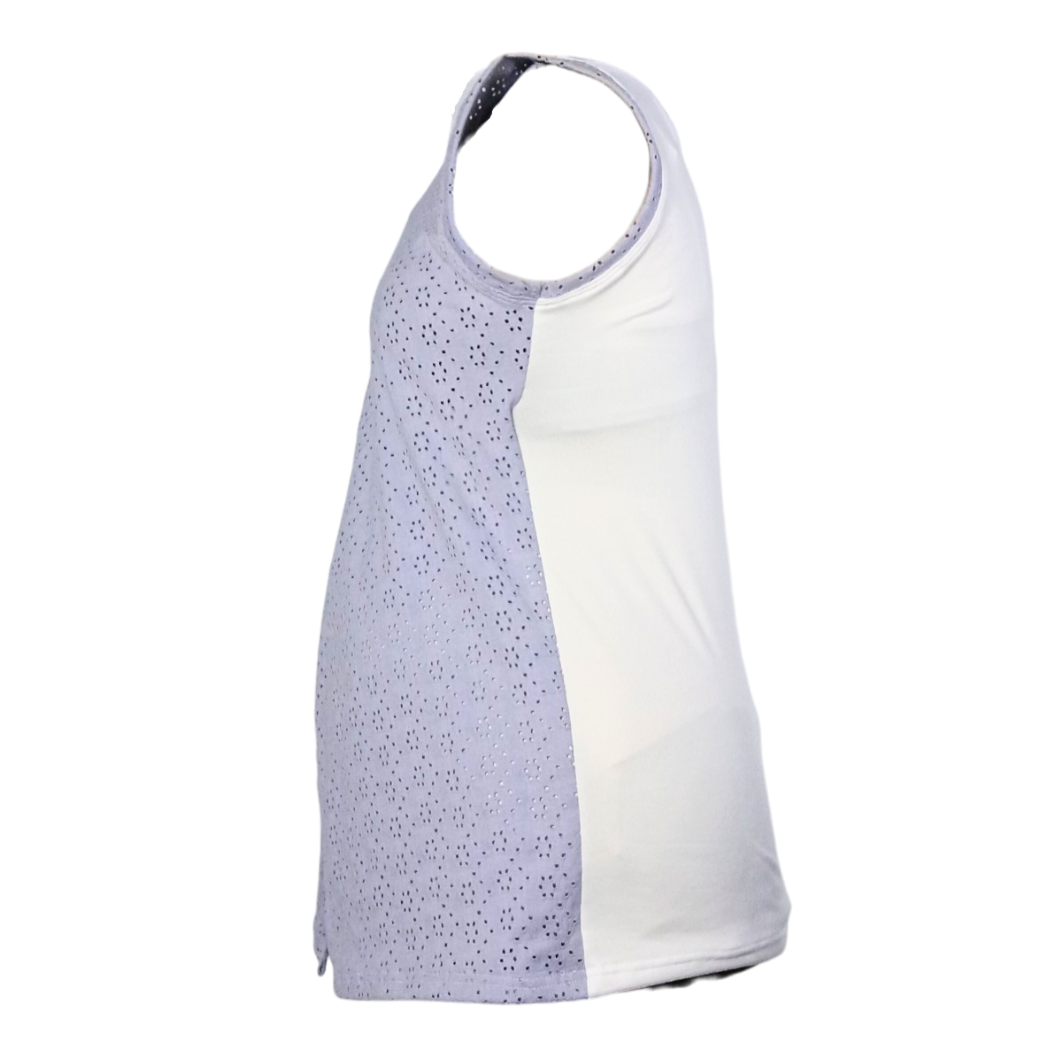 Maternity & Breastfeeding Tops | Sleeveless Comfy Top | Lilac & White - Image 3