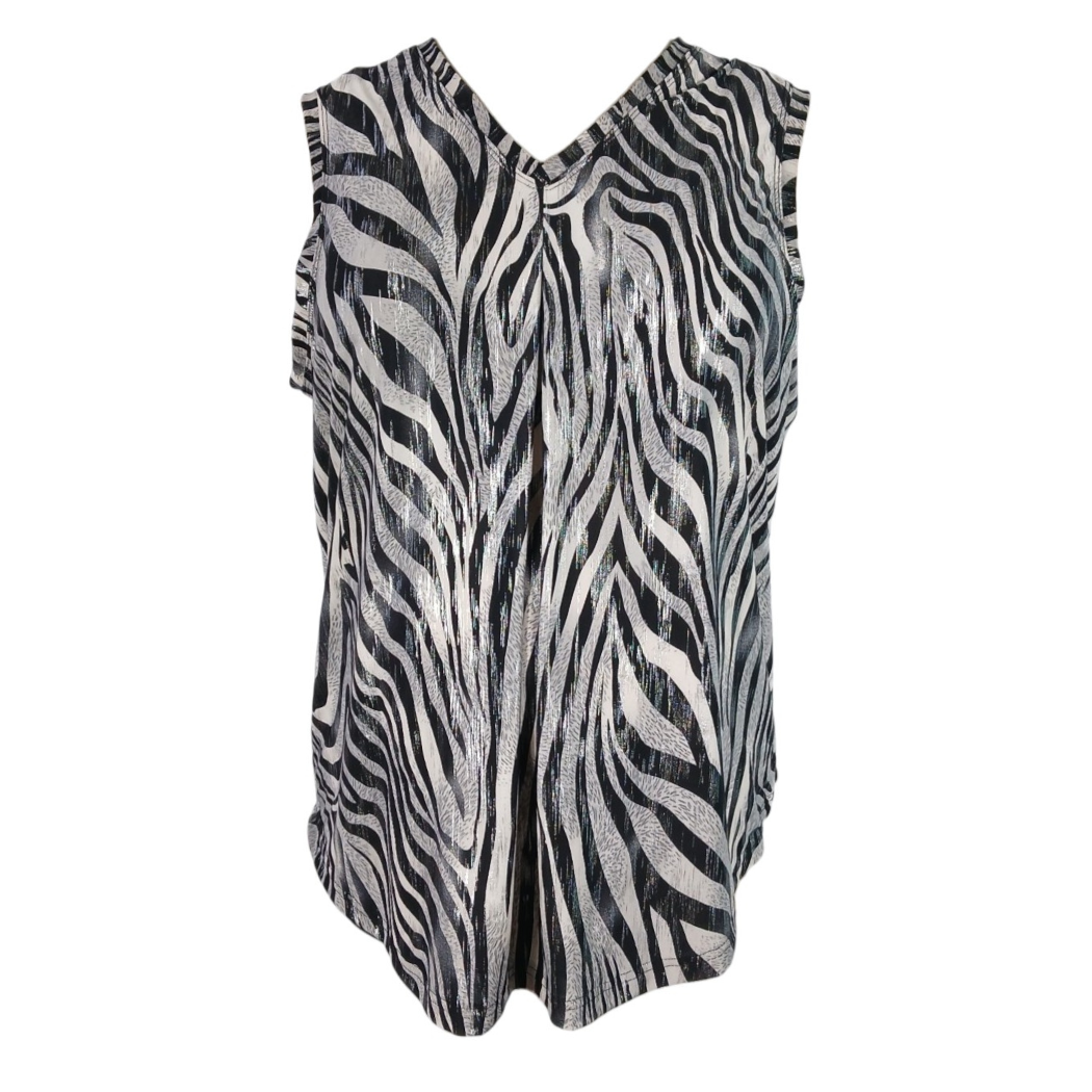 Maternity Sleeveless V-Neck Top | Zebra Print