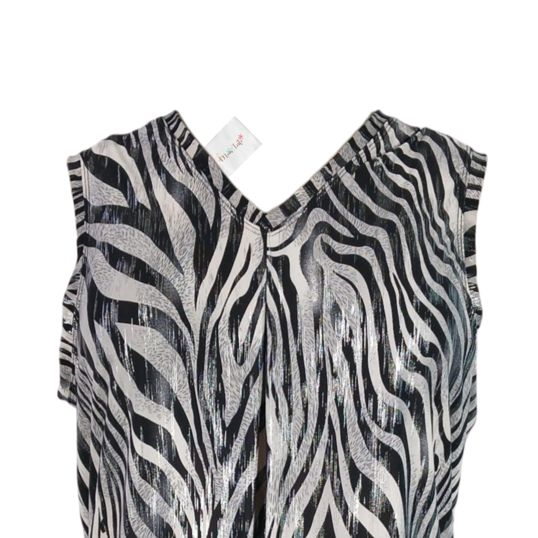 Maternity Sleeveless V-Neck Top | Zebra Print - Image 2