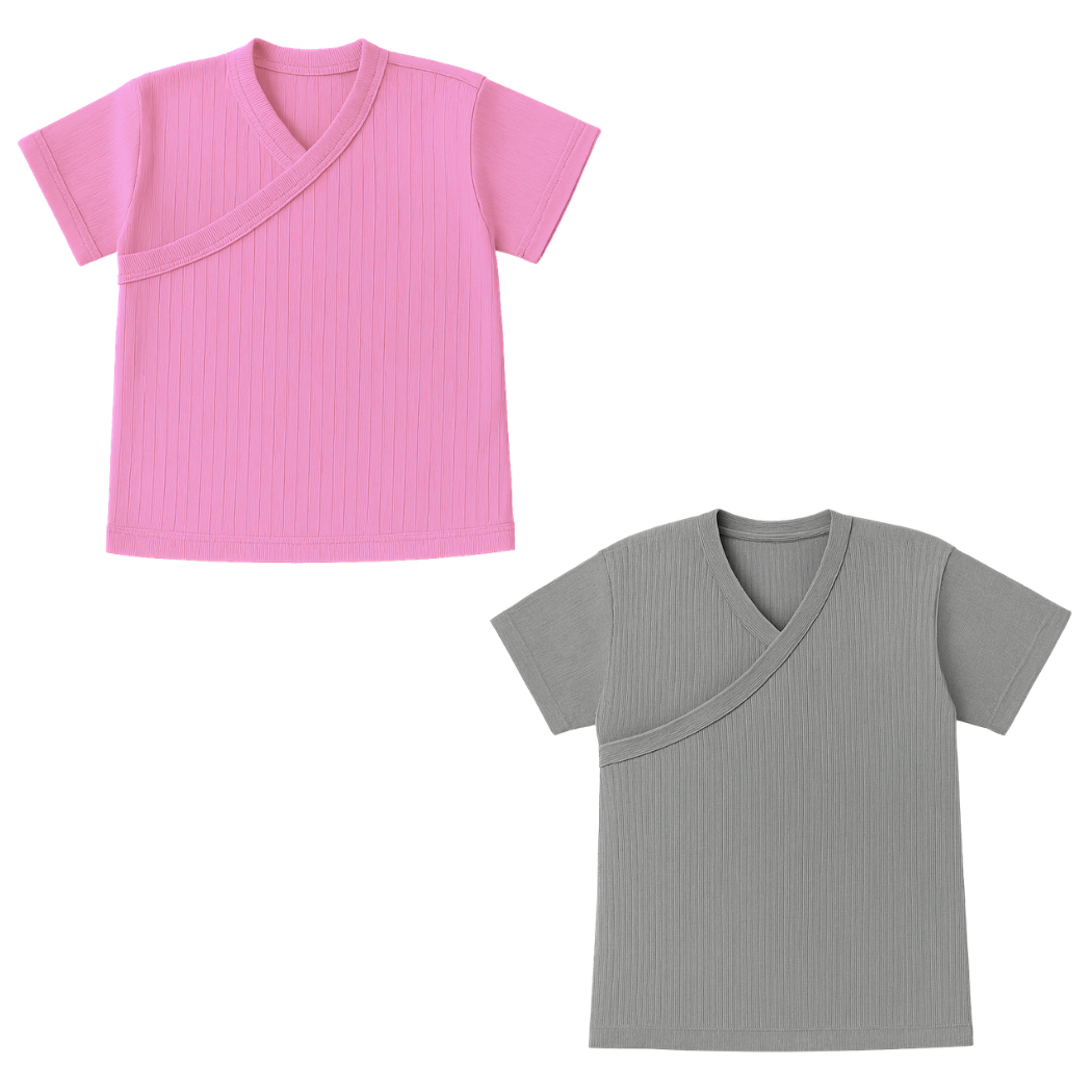 Baby | Toddler | Easy Over Summer Shirt | Mix & Match (2 Pack) | Pink & Grey