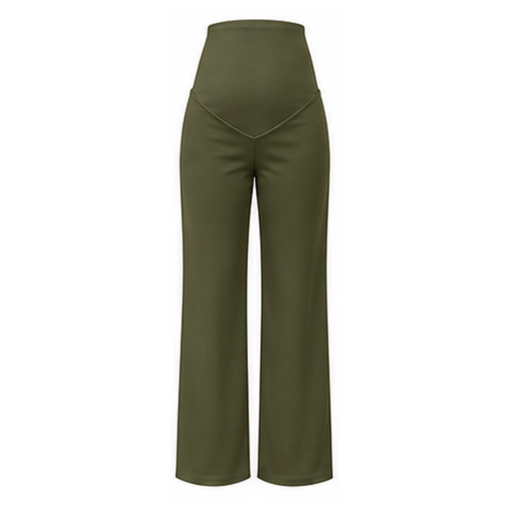 Maternity Corporate Pants | Straight Legs | Yoga Style High Waist | Olive Green