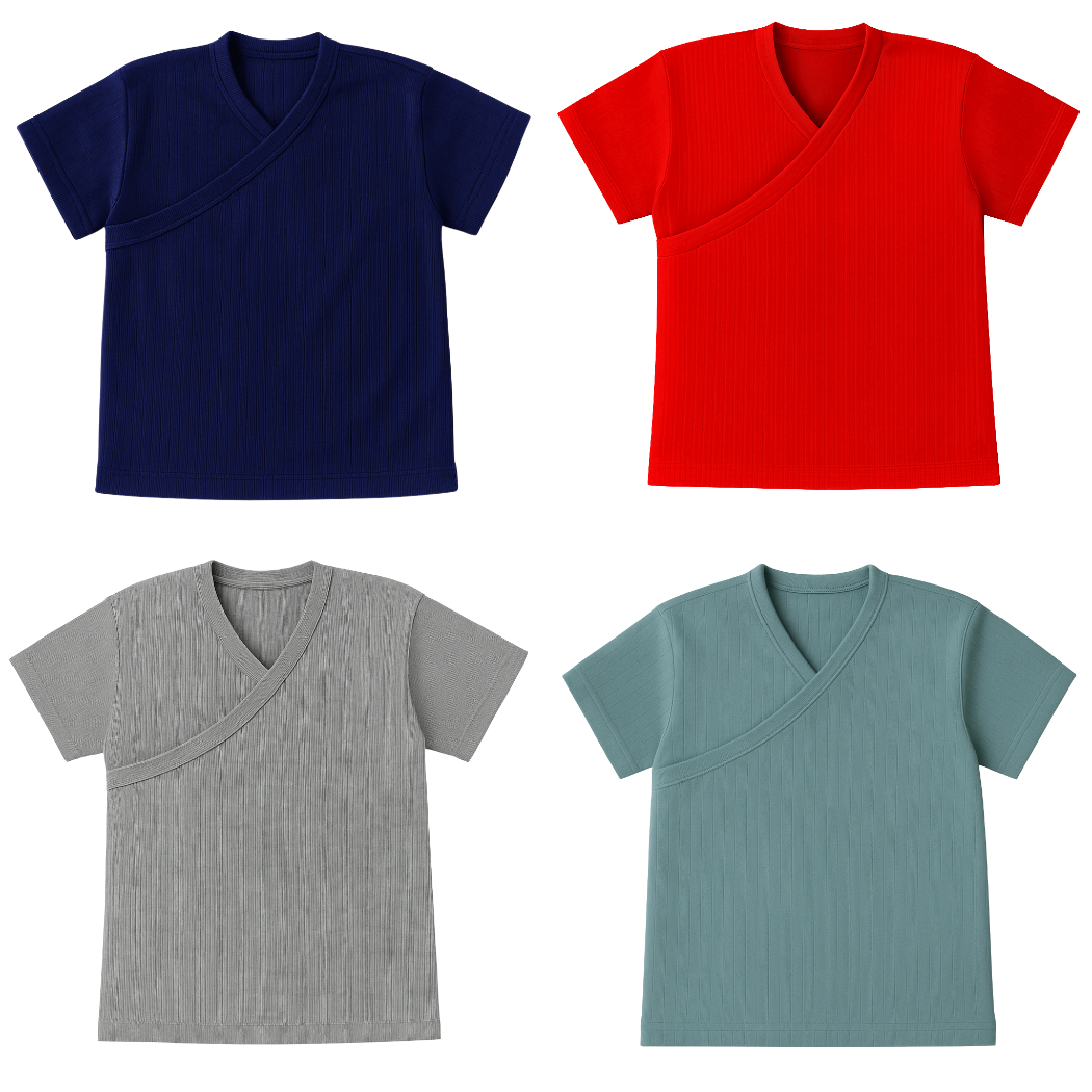 Baby | Toddler | Easy Over Summer Shirt (4 Pack) | Navy, Red, Grey & Sage