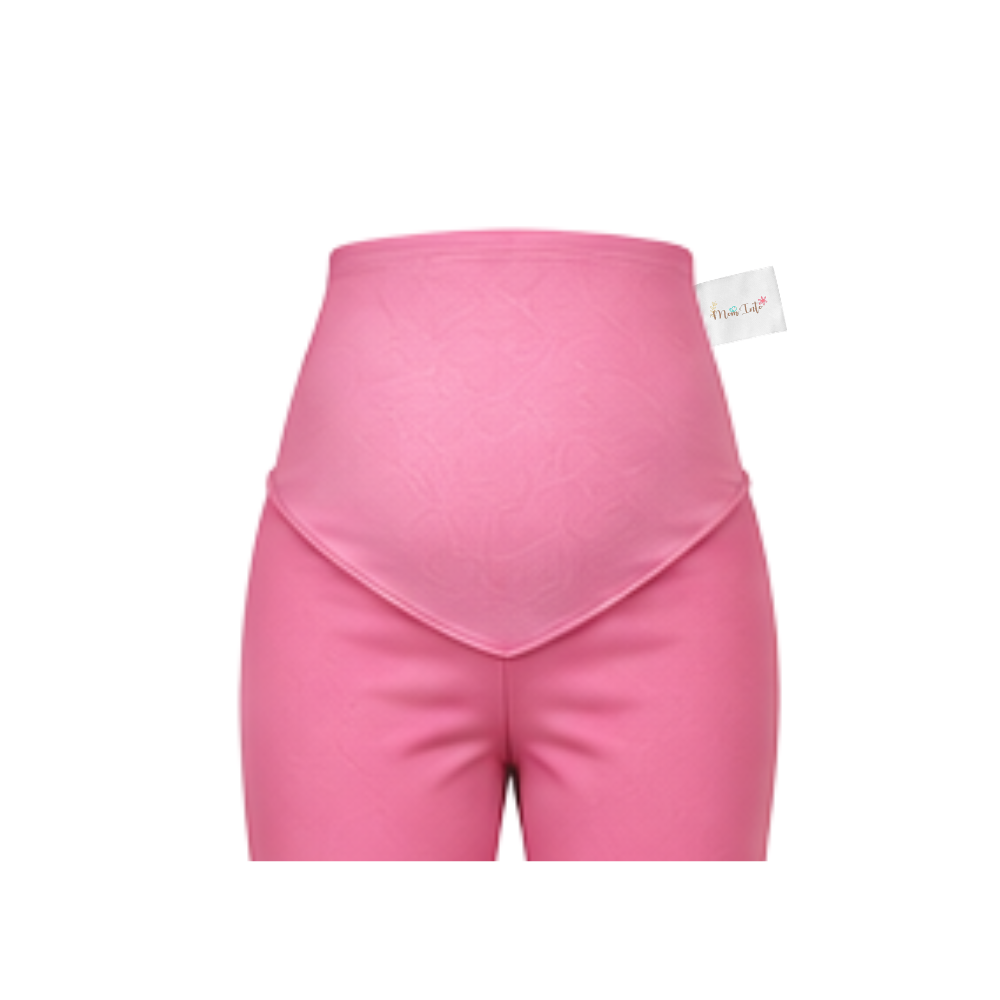 Maternity Corporate Capri/Cropped Length Pants | Yoga Style High Waist | Pink - Image 2