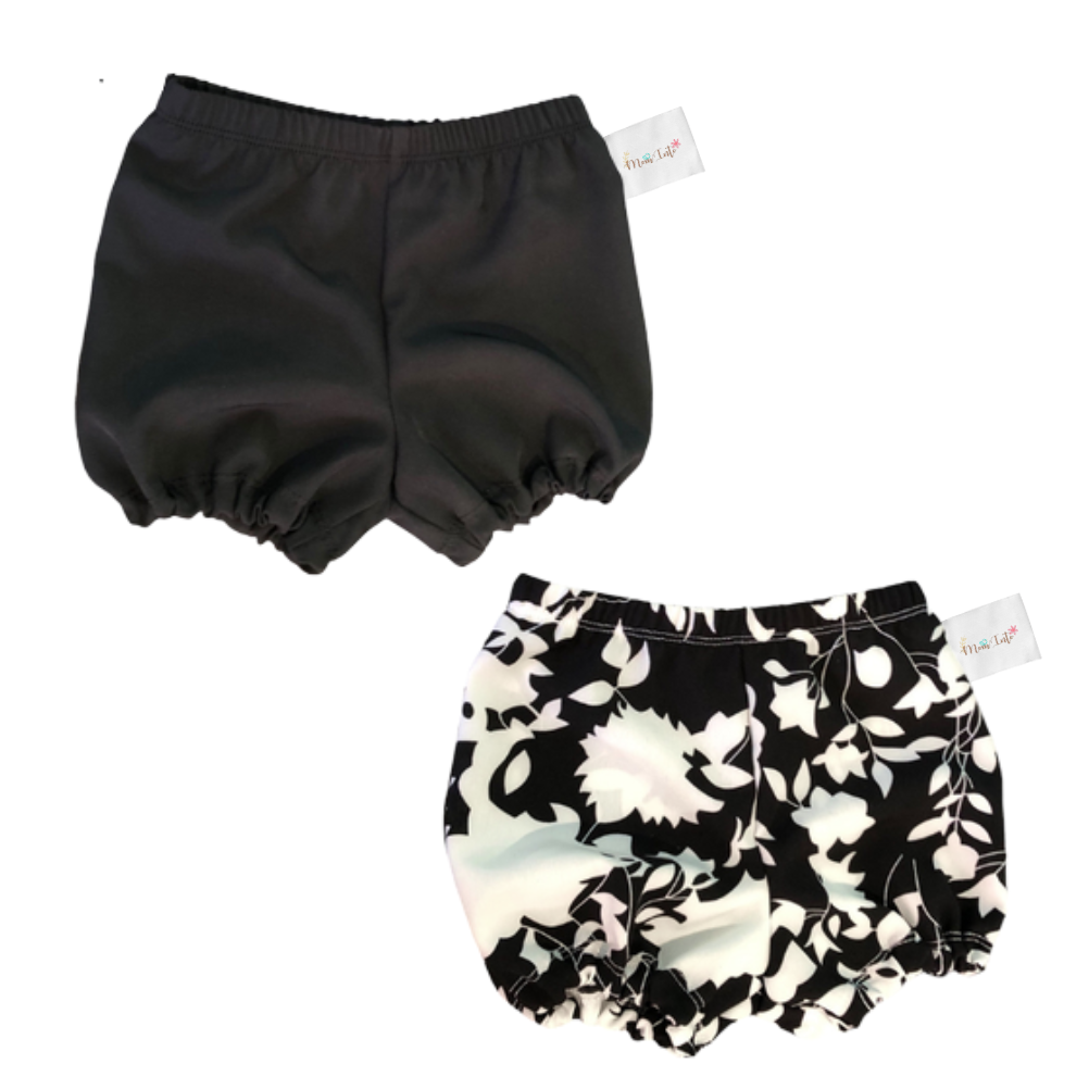 Baby Toddler Nappy Cover Bloomer | Bummie (2Pack) | Black & Black Floral