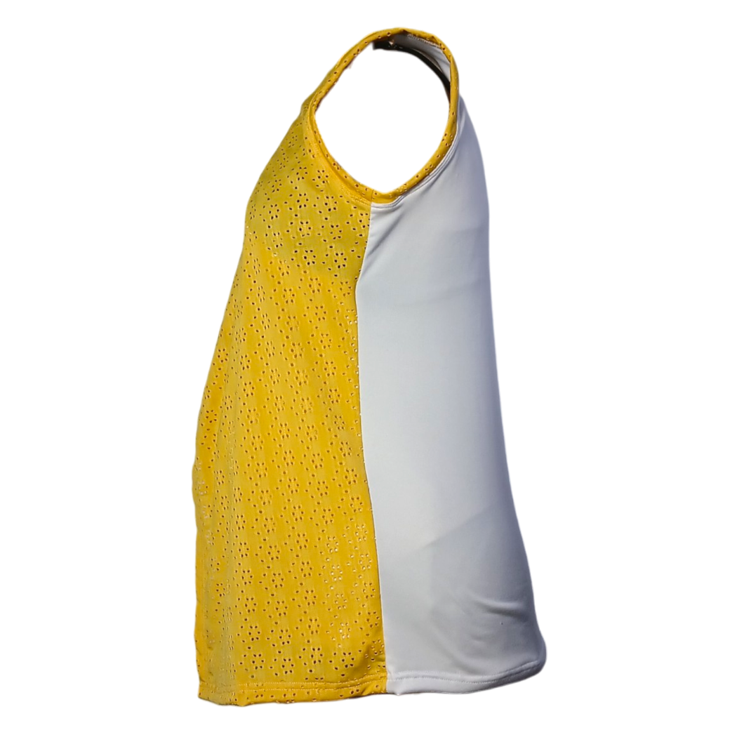 Maternity & Breastfeeding Tops | Sleeveless Comfy Top | Yellow & White - Image 3