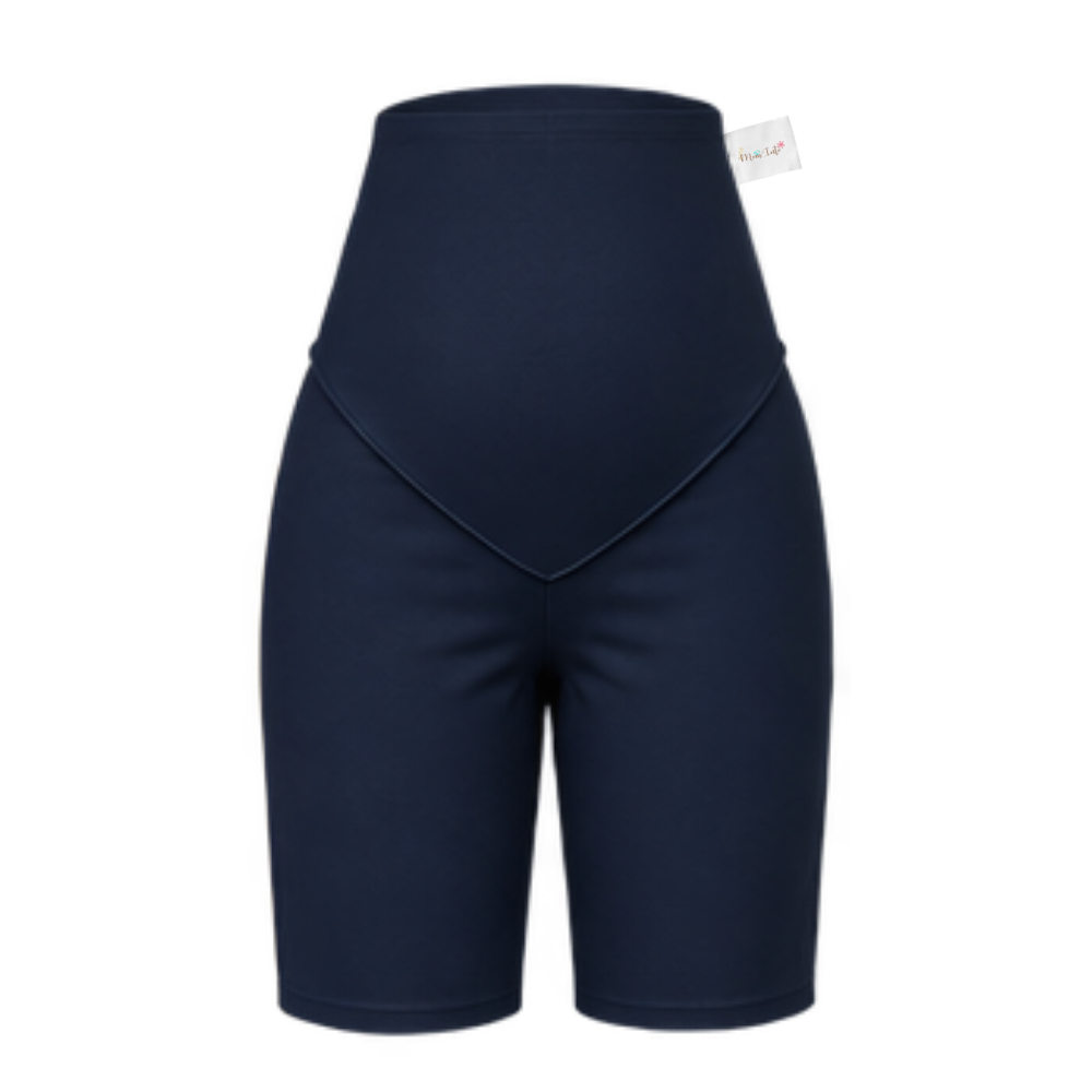 Maternity Corporate Bermuda/Knee Length Pants | Yoga Style High Waist | Navy