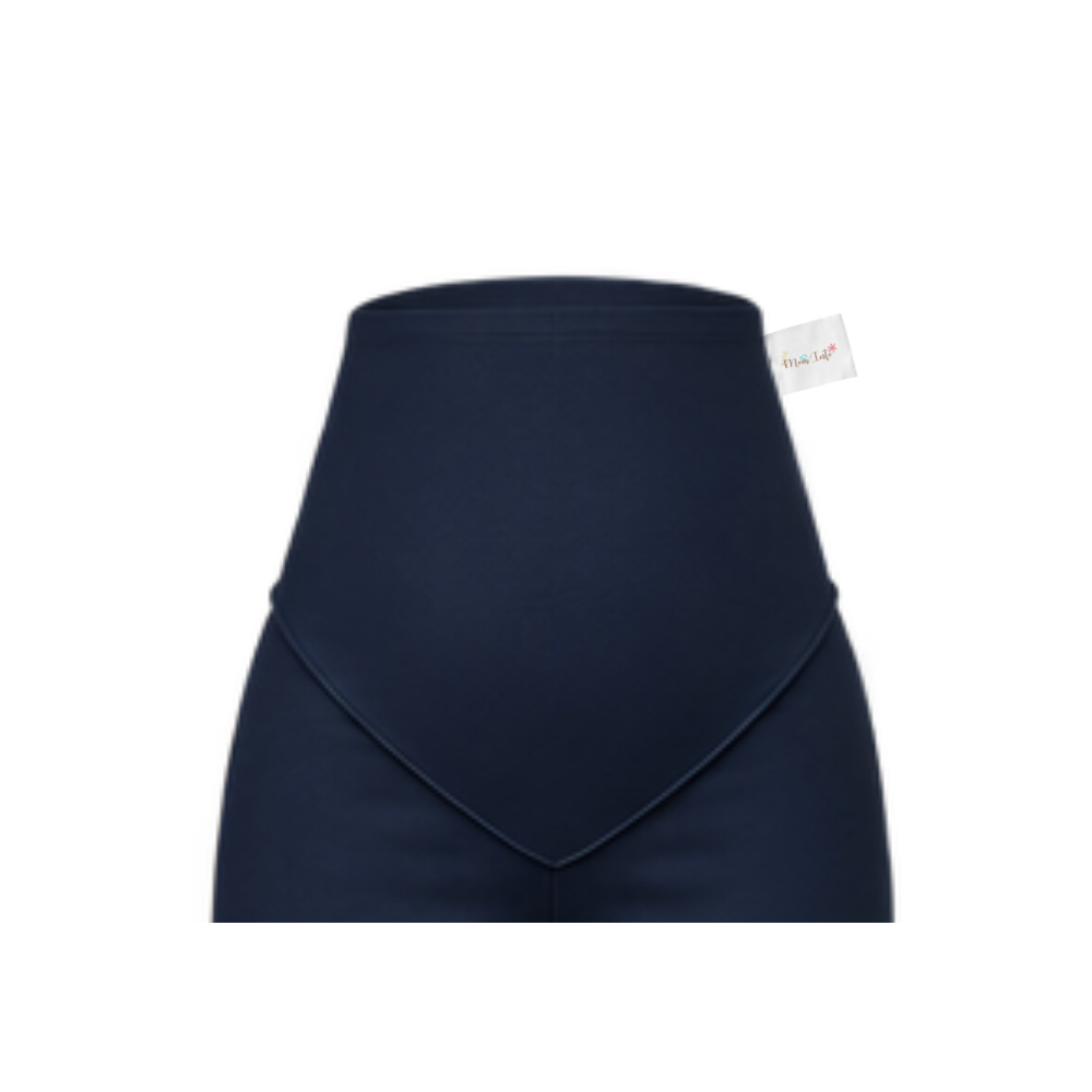 Maternity Corporate Bermuda/Knee Length Pants | Yoga Style High Waist | Navy - Image 2