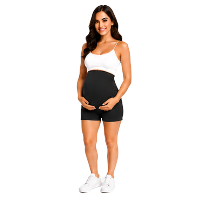 Maternity Shorts | Yoga Style High Waist | Black - Image 3