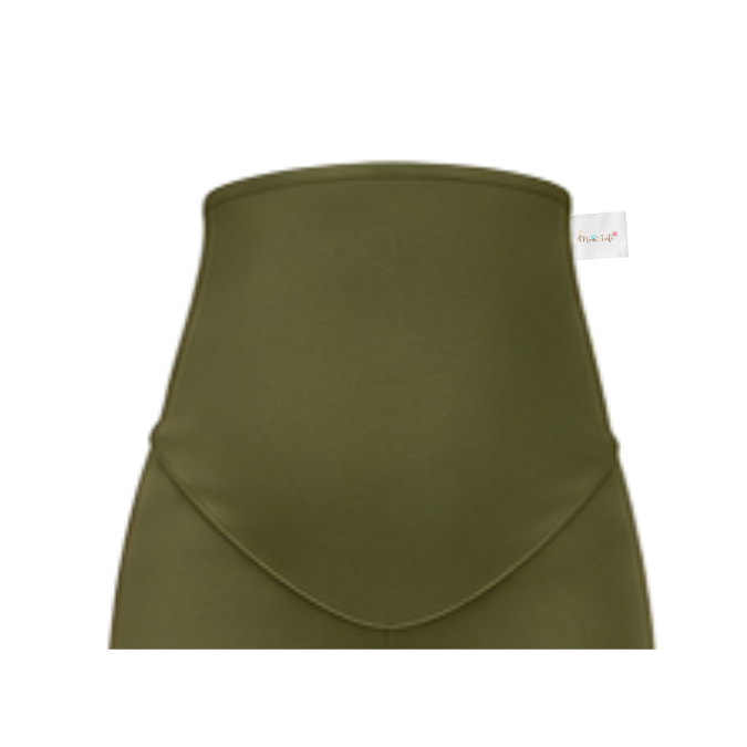 Maternity Shorts | Yoga Style High Waist | Olive Green - Image 2