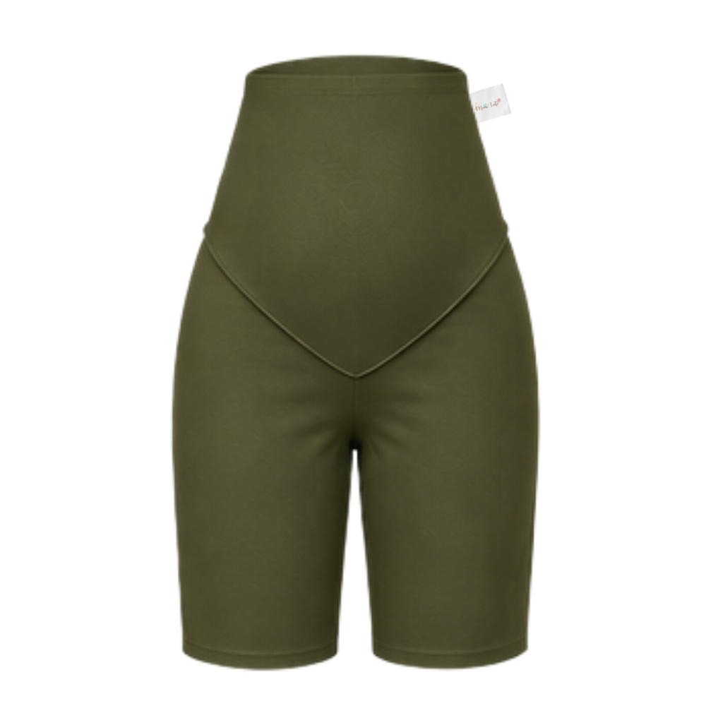 Maternity Corporate Bermuda/Knee Length Pants | Yoga Style High Waist | Olive Green