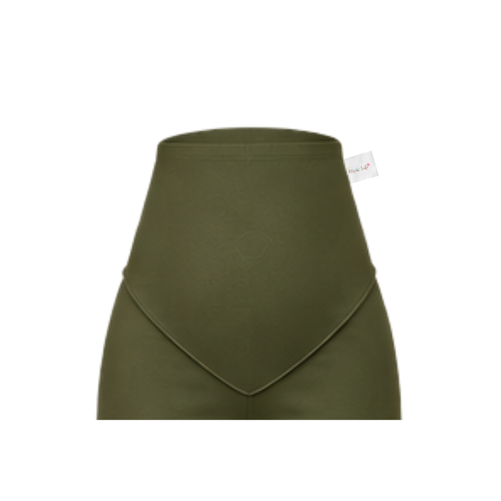 Maternity Corporate Bermuda/Knee Length Pants | Yoga Style High Waist | Olive Green - Image 2