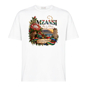 Ladies Mzansi Christmas Shirt | White | This is home