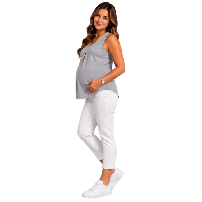Maternity Sleeveless V-Neck Top | Grey - Image 5