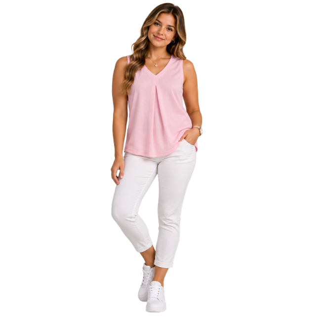 Maternity Sleeveless V-Neck Top | Pink - Image 3