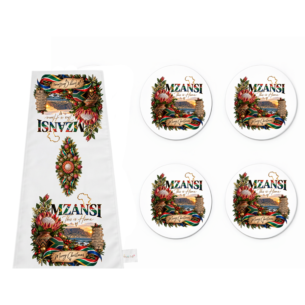 Table Runner and Coasters | Mzansi Christmas | This is Home Full | 4 Coasters