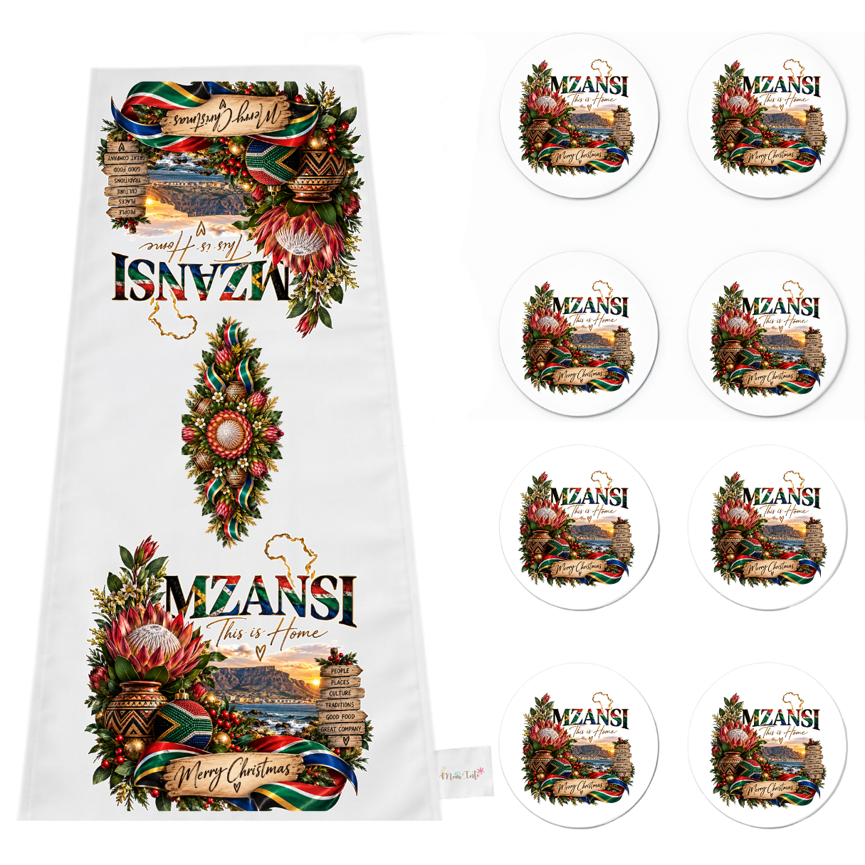 Table Runner and Coasters | Mzansi Christmas | This is Home Full | 8 Coasters
