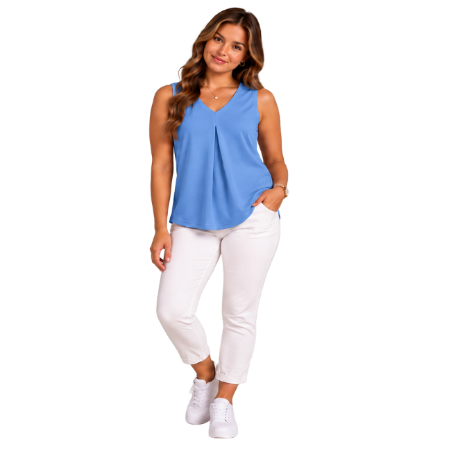 Maternity Sleeveless V-Neck Top | Sky Blue - Image 3