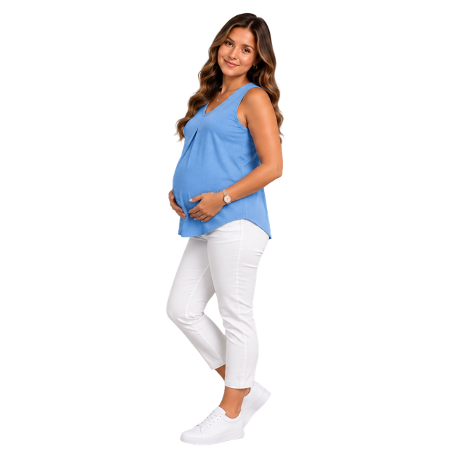 Maternity Sleeveless V-Neck Top | Sky Blue - Image 5