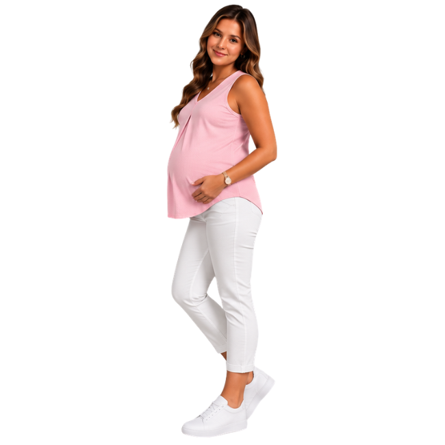 Maternity Sleeveless V-Neck Top | Pink - Image 4