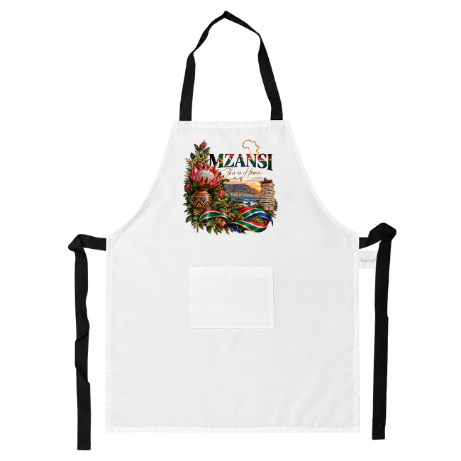 Themed White Apron Set | 3 Piece | Mzansi | This is home - Image 3