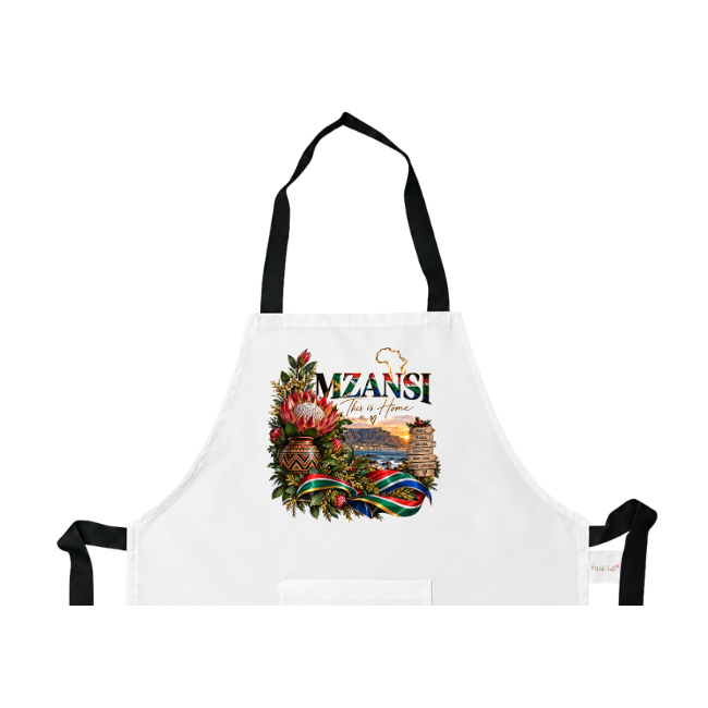 Themed White Apron Set | 3 Piece | Mzansi | This is home - Image 2