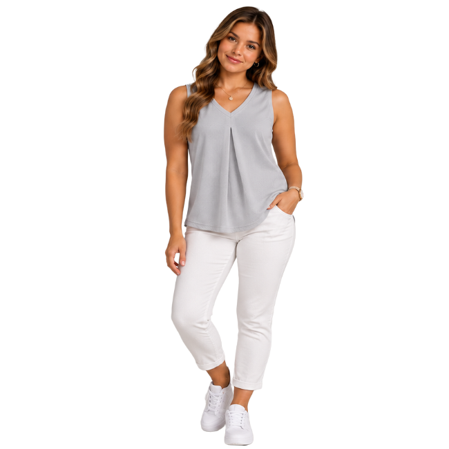 Maternity Sleeveless V-Neck Top | Grey - Image 3